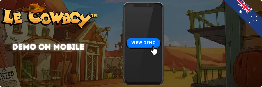 Le Cowboy western banner with phone and View Demo button